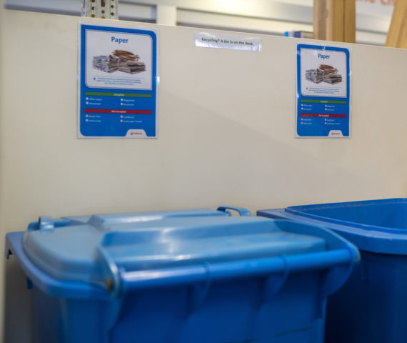 Image of paper recycling in a drawing office